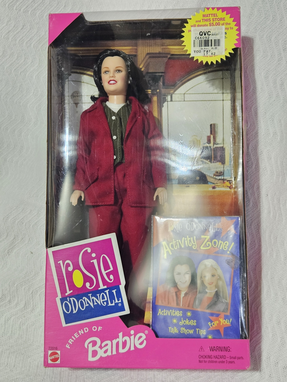 Barbie Rosie O'Donnell Doll in Red Outfit with Activity Book